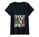 Womens Crack Up Your Holiday Spirit Funny Christmas Kick Nutcracker V-Neck T-Shirt