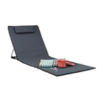 Relaxdays Matelas de plage XXL rembourré dossier L x P : 60 x 195 cm pliable sac de transport oreiller, anthracite