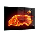 Impression sur Verre 120x80cm Tableaux Image Photo Voiture Feu Illustration