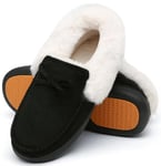 Mishansha Chaussons Femme Hiver Pantoufles Femme Hiver Chaud Confortable Charentaises Femme Fourré Slippers Femme Noir Foncé,Gr.36 EU