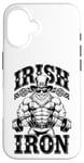 Coque pour iPhone 16 Irlandais Iron Funny St Patrick Day Leprechaun Gym Fitness