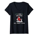 Womens Funny Santa Deliver-All-Night-Long Pixel Gamers Delivery Man V-Neck T-Shirt