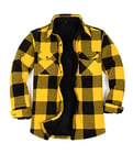 ZENTHACE Veste chemise chaude en flanelle polaire doublée Sherpa pour homme (doublure en polaire Sherpa), Buffalo Plaid Jaune Noir, Taille L