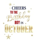 Born In October Birthday Card Male Him Man - Cherry Orchard