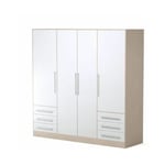 Jupiter Armoire de chambre style contemporain en bois agglomere blanc et chene - l 206,5 cm