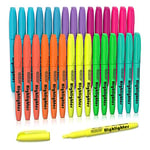 Shuttle Art Fluo Surligneur, 30 Surligneurs Fluos, 10 Couleurs Vives à Pointe Biseautée, Non Toxique et Sécher Rapidement, Parfait pour Enfants Adultes pour Soulignage à l’École ou au Travail