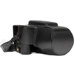 MegaGear MG978 Etui de Protection avec Bandoulière/Accès Batterie en Cuir pour Appareil Photo Nikon Coolpix P900/P900S Noir