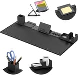 Tapis de Souris Gaming Ensemble,Tapis de Bureau 6 en 1,Mouse Pad en Cuir PU avec Set Rangement de Bureau pour Support Téléphone Tablette Carte et Câbles,Porte-gobelet,Porte-styloo(Q848)