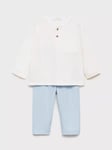 Mango Kids' Rayita Cotton Pyjamas, White/Pastel Blue