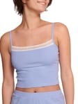 Sloggi Womens GO Ribbed Crop Top - Purple Cotton - Size Large