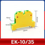 1 Pcs EK2.5 4 6 10 16 35/35 Montage Rapide Bornier de Terre Électrique Fil Connecteur DIN Jaune Vert SAK Rail Bornier - Type [EK10]-35