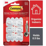 3M Command White Plastic Damage Free Mini Adhesive Hanging Hooks Reusable Pack 6