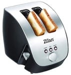 Zilan Grille Pain Inox, grille-pain 1000W - 2 Large Fente Toaster - 6 niveaux de brunissage avec Fonctions de Décongelation, de Chauffage et Annulation