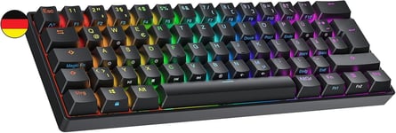 N60 Nova Clavier Mécanique de Jeu 60% | Hot Swap Gaming Keyboard | 62 Touches Programmables | RGB LED | Mac, PC Windows | QWERTZ ISO DE (Noir, Gateron Yellow)