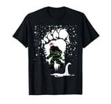 Bigfoot Christmas Loch Ness Santa Hat Lights Snowflakes Xmas T-Shirt