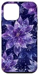 Coque pour iPhone 12 mini Fleur de delphinium d'hiver givrée botanique florale vintage art