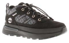 Timberland Boys Boots Bungee Lace Up  Field Trekker Youth Walking Leather Blck U