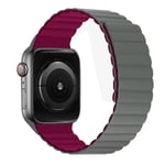 (42mm-44mm-45mm-49mm Harmaa viininpunainen)Magneettinen silikoniranneke Apple Watch Ranneke 44mm 40mm Series 7 6 5 4 Se Vaihtoranneke Ranneke Iwatchiin 3 2 42mm 38mm - Kellon rannekkeet