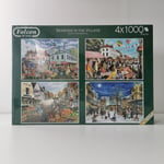 Falcon Deluxe Seasons In The Village 4x 1000 Piece Jigsaw Puzzle - New & Sealed