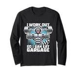 Funny Raccoon Gym Weights Workout Eating Garbage Long Sleeve T-Shirt