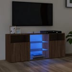 TV-taso LED-valoilla ruskea tammi 120x30x50 cm