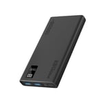 PROMATE 10000mAh Power Bank with Smart LED Display &amp; Super Slim Design. Includes 2x USB-A &amp; 1x USB-C Ports. 2A (Shared) Charging. Auto Voltage Regulation. Charge 3x Devices. Black Colour. (p/n: BOLT-10PROBK)