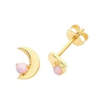 James Moore TH ES664 9ct Yellow Gold Opal Moon Stud Earrings Jewellery