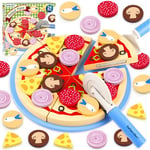 Beberolen Pizza Bois Bébé, Aliments Dinettes Jouer Cuisine, Jeux de Rôle Jouet Éducatif Éveil Montessori, Cadeau Créatif Anniversaire Journée des Enfants Pâques Halloween Noël Garçon Fille 3 4 5+ Ans