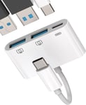 Adaptateur Usb C Usb A Pour Apple Iphone 15 Macbook Air (3 In1) Type C Prise Câble Chargeur Répartiteur Câble Otg Clé Convertisseur Compatible Avec Samsung