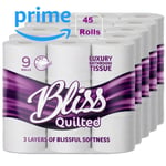 45 Bliss Essence Luxury Quilted 3Ply 3 ply Bathroom Toilet Tissue Rolls Roll