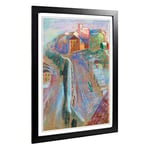 Big Box Art Framed Print of Isaac Grunewald Street Scene 2 Design | Wall Art Picture | Home Decor for Kitchen, Living, Dining Room, Bedroom, Hallway, Office, Black, A2 / 24.5x18 Inch / 62x45cm