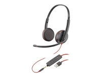 Poly Blackwire 3225 - 3300 Series - headset - på örat - kabelansluten - USB, 3,5 mm kontakt - svart - Skype-certifierat, Avaya-certifierad, Cisco Jabber-certifierad