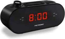 477039 Radio-Reveil Fm Projection Double Alarme Avec Fonctions Sleep/Snooze,Luminosite Reglable Et Piles De Sauvegarde De L'Heure Noir