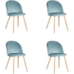 Wokaka - Lot de 4 Chaise de salle à manger en velours Chaise de salon Coussins Doux en Velours Assise (vert)