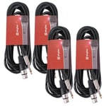 4x High Quality XLR Male To 6.35mm Male Jack Connector Audio Cables Leads 6m