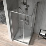 Paroi de douche accès en angle 1 porte pliante 70 cm + 1 porte coulissante 70 cm S300