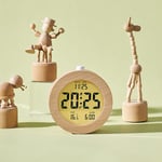 Clock Réveil Numérique en Bois, Réveil Matin lcd Horloge Numérique avec Affichage Date, Température, Snooze, Rétro-éclairage, Horloge Digitale