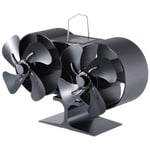 Ventilateur de poêle à bois à double tête à 8 lames alimenté par la chaleur Mini ventilateur de cheminée Ventilateur de fournaise Souffleur d'air