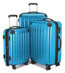 HAUPTSTADTKOFFER - Alex - Ensemble de 3 Valises Rigides Bleu cyan Brillant, TSA, (S, M & L), 235 litres