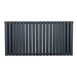 Radiateur à Colonne Ovale 600mm x 1200mm, Chauffage Moderne Horizontal à Tube Ovale en Acier au Carbone Gris Anthracite Mat, Cuisine Salon Salle de Bain [Brosse, Attaches Murales & Supports INCLUS]