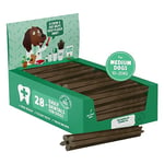 Denzel's Vegan Dog Dental Sticks - for Medium Dogs - Peanut Butter & Peppermint (Pack of 28)