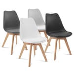 Lot de 4 chaises scandinaves SARA mix color gris foncé, gris clair, blanc et noi