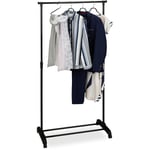 Portant en métal, penderie, porte vêtements, tringle rangement entrée, hauteur réglable 102,5 - 180,5 cm, noir - Relaxdays