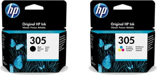 Pack 2 cartouches d'encre HP 305 HP305 pour imprimante HP Deskjet 2320