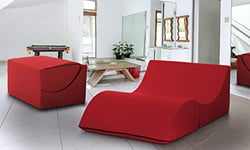 Talamo Italia Pouf Clever, transformable en chaise longue pour lit double, similicuir 100 x 70 x 50 cm, fabriqué en Italie, rouge, Matrimonial