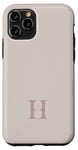 Coque pour iPhone 11 Pro Lettre H Monogramme Initiale H Beige Marron Cadeau pour Elle Femme