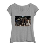 T-Shirt Femme Col Echancré The Beatles Abbey Road Cover Superstar Pop Vintage Photo 70's