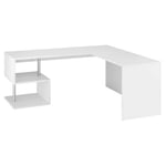 Bureau d'angle droit moderne avec étagères 180 cm SANTA blanc Taille unique