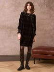 Brora Velvet Plaid Dress, Black/Ivy