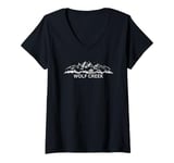 Womens Wolf Creek Colorado Ski Resort Mountain Silhouette V-Neck T-Shirt